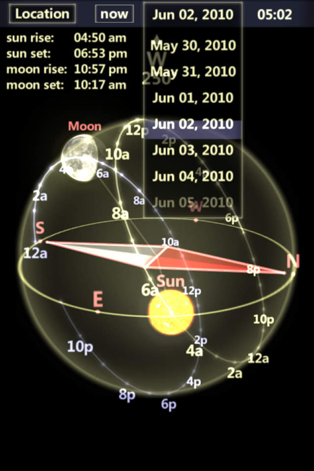 3D Sun&Moon Compass for iPhone4 (Gyroscope enabled)