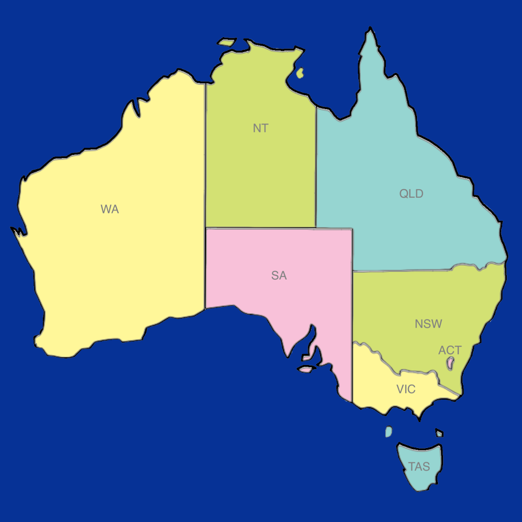 TingMap Australia - A map educational learning tool and puzzle game for kids to master the states/capitals/population/state flowers/state birds of Australia with map testing available on iPad icon