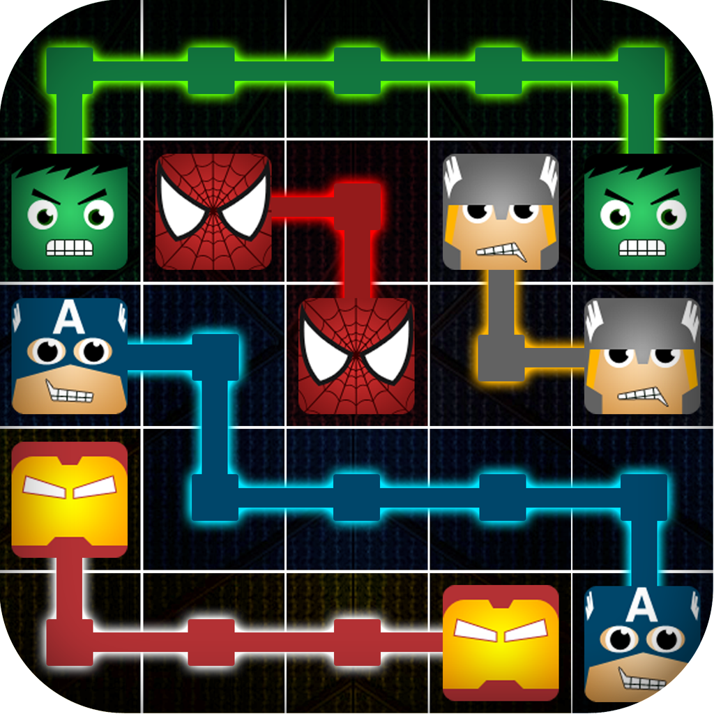 Super Hero Flow - Connect Heroes in this Free Line Drawing Board Game