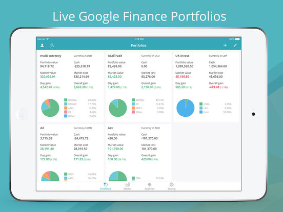 GoFinance for Google Finance: Tracker & Screener Screenshots