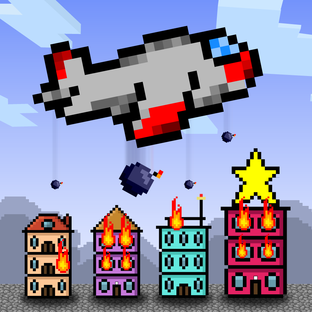 A Pixel Assault Bomber - Block Airplane Explosive Bomb Dropper