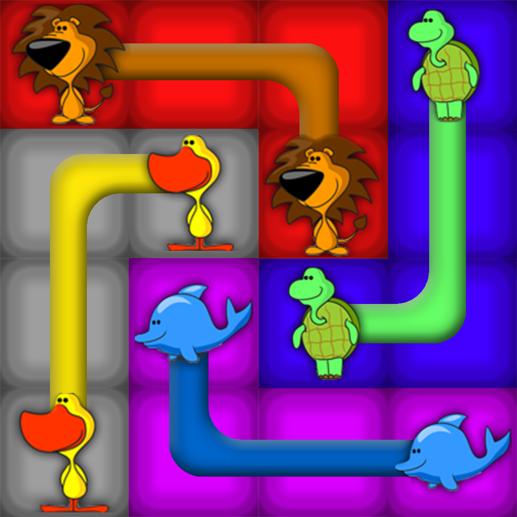 A cool Animal flow maze free brain puzzle game:Connect the jungle heroes