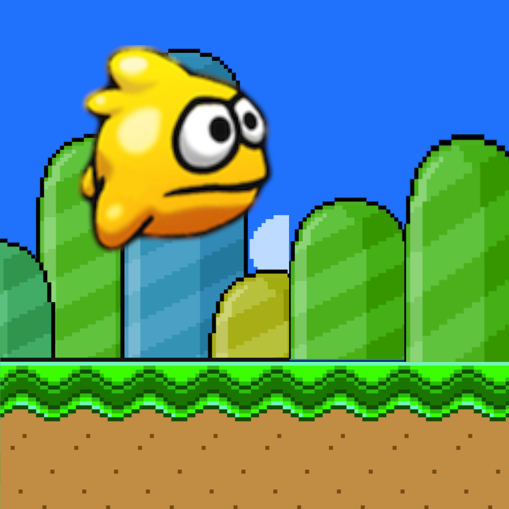 Blue Tiny Flyer Bird in Flappy City: An Impossible  Flying  Wing Journey through Pipe Tunnel