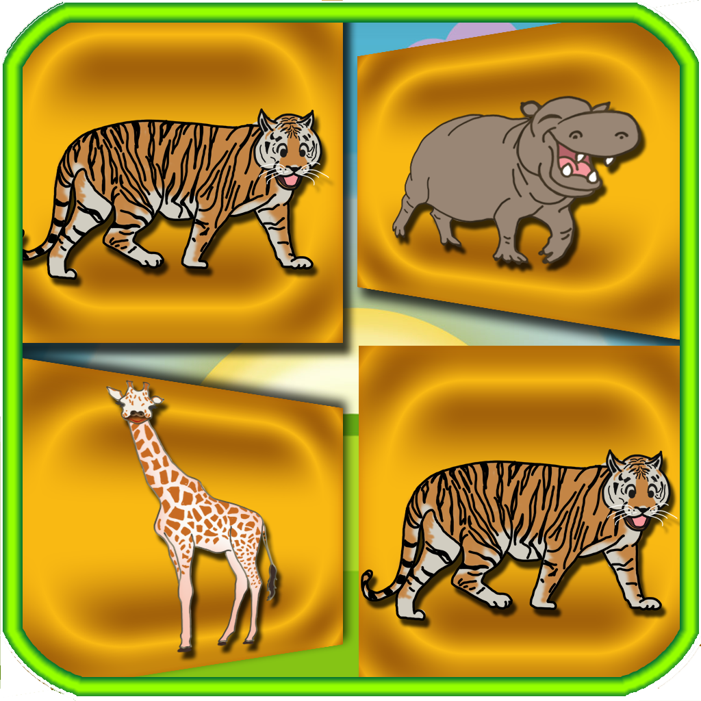 Memory Flash Cards Wild Animals - Jungle Fun Learning Game